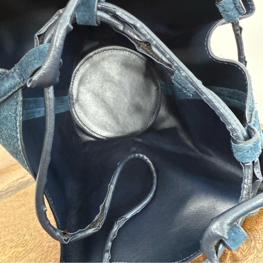 KHAITE The Mini Lotus Drawstring Bag in Midnight Suede - Picture 5 of 16